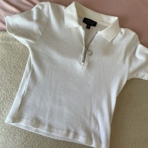 White collard crop top